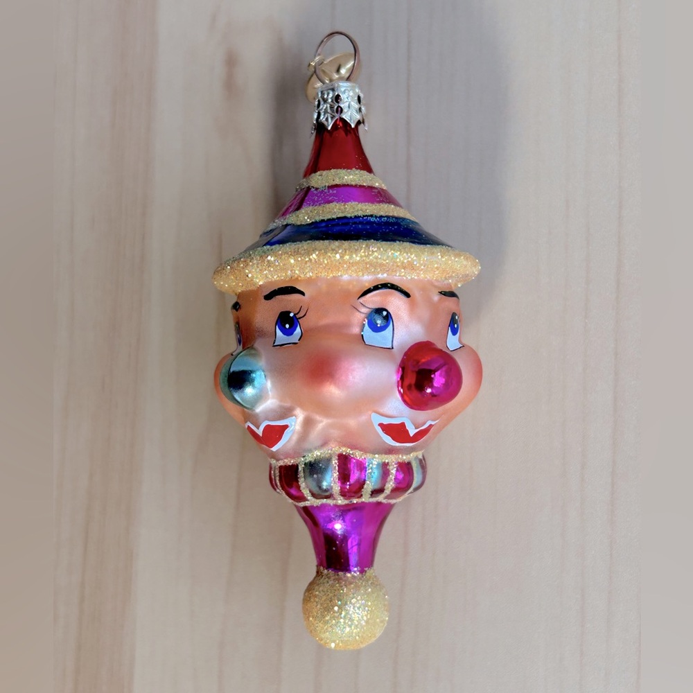 Christopher Radko Clowning Around Gem Multi Face Clown Christmas Ornament 2001